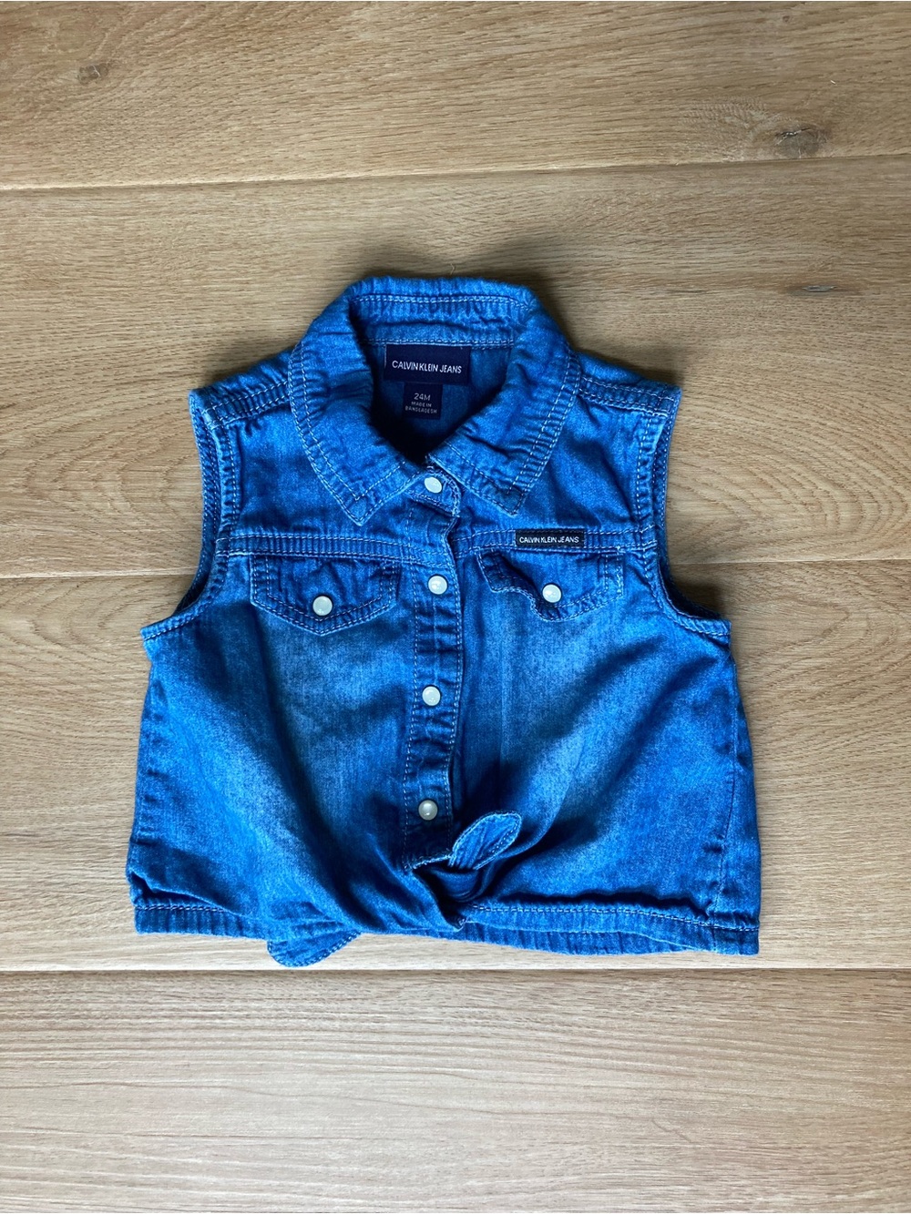 Calvin Klein Jeans Denim Sleeveless Tie-Front Top